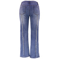 Frayed Seam Detail Straight Leg Jeans - Blue