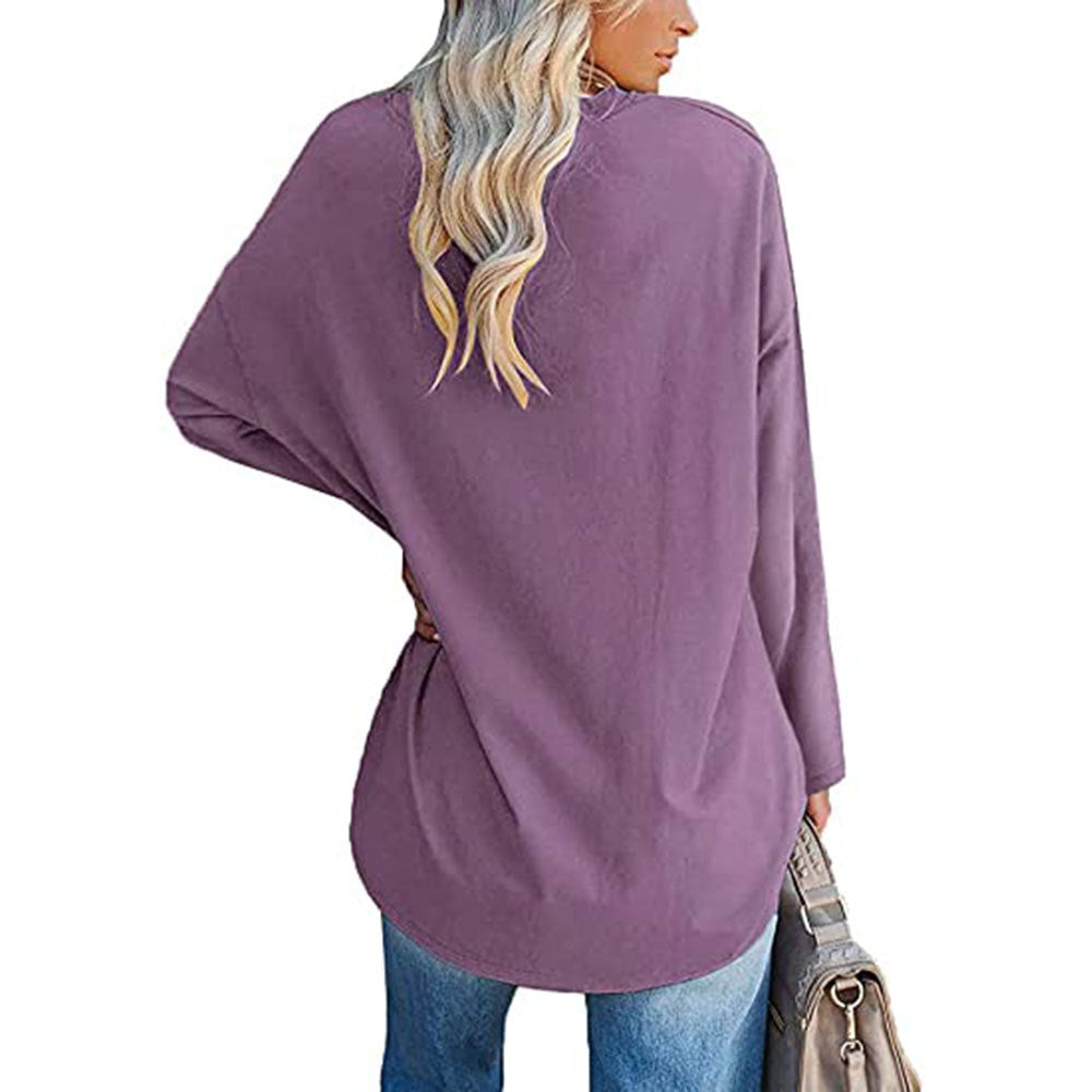 Curved Hem Long Sleeve Tunic Tee