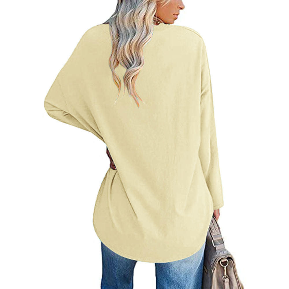 Curved Hem Long Sleeve Tunic Tee - view 1