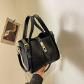 Pebbled Bucket Bag with Turn Lock Strap - Black