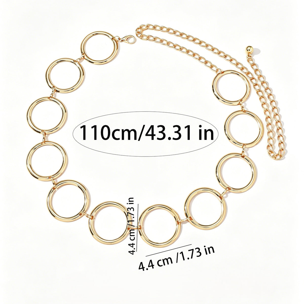 Polished Open Circle Link Adjustable Waist Chain - Gold - 2