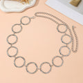 Polished Open Circle Link Adjustable Waist Chain - Silver