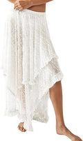 Tiered Lace High Low Maxi Skirt - White