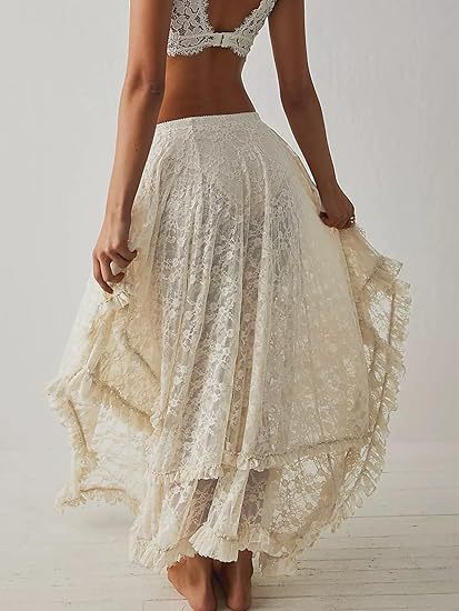 Tiered Lace High Low Maxi Skirt - view 1