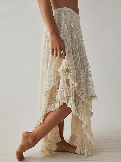 Tiered Lace High Low Maxi Skirt - view 2