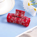 Paisley Bandana Print Rectangle Claw Clip - Red
