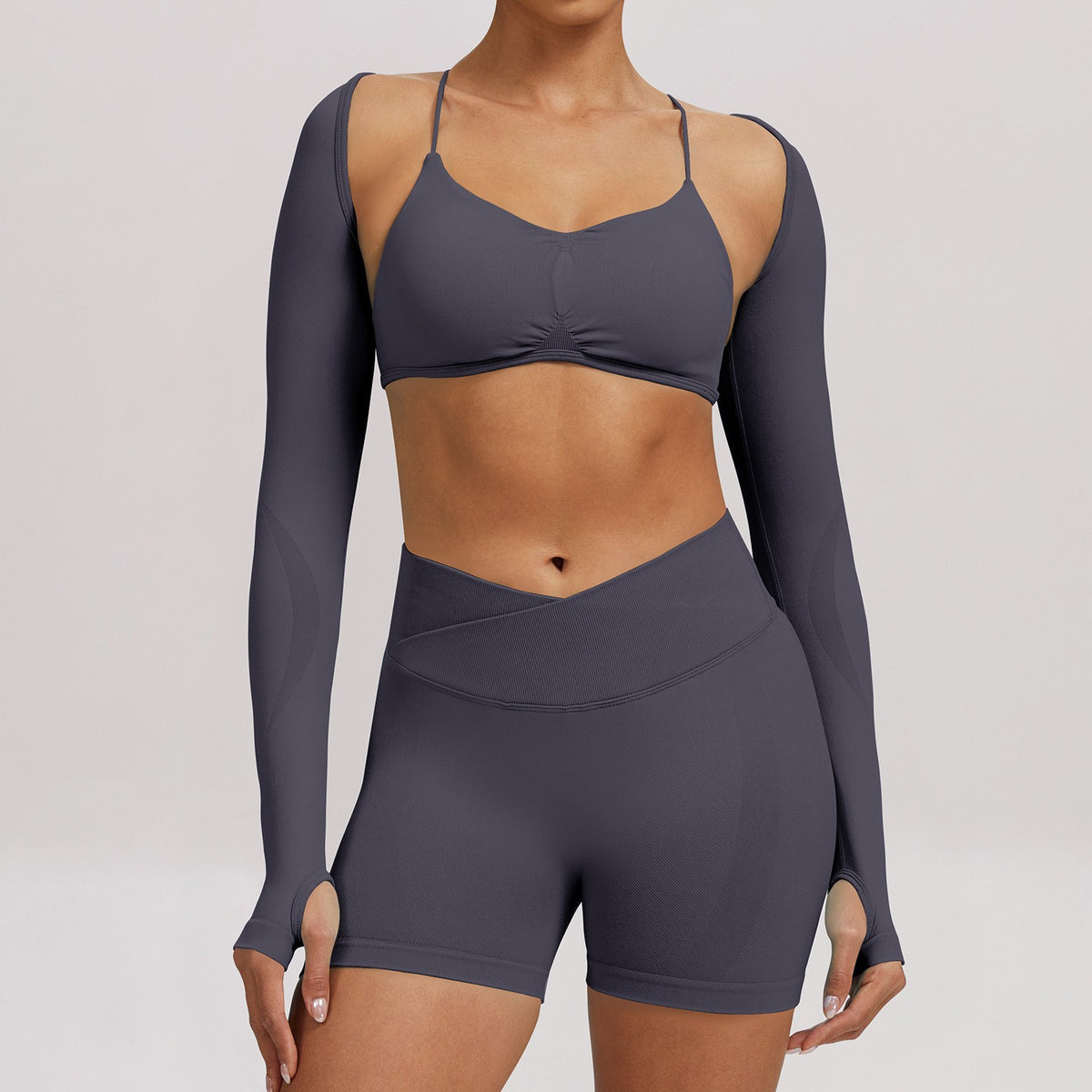 Seamless Cropped Thumbhole Long Sleeve Yoga Shrug