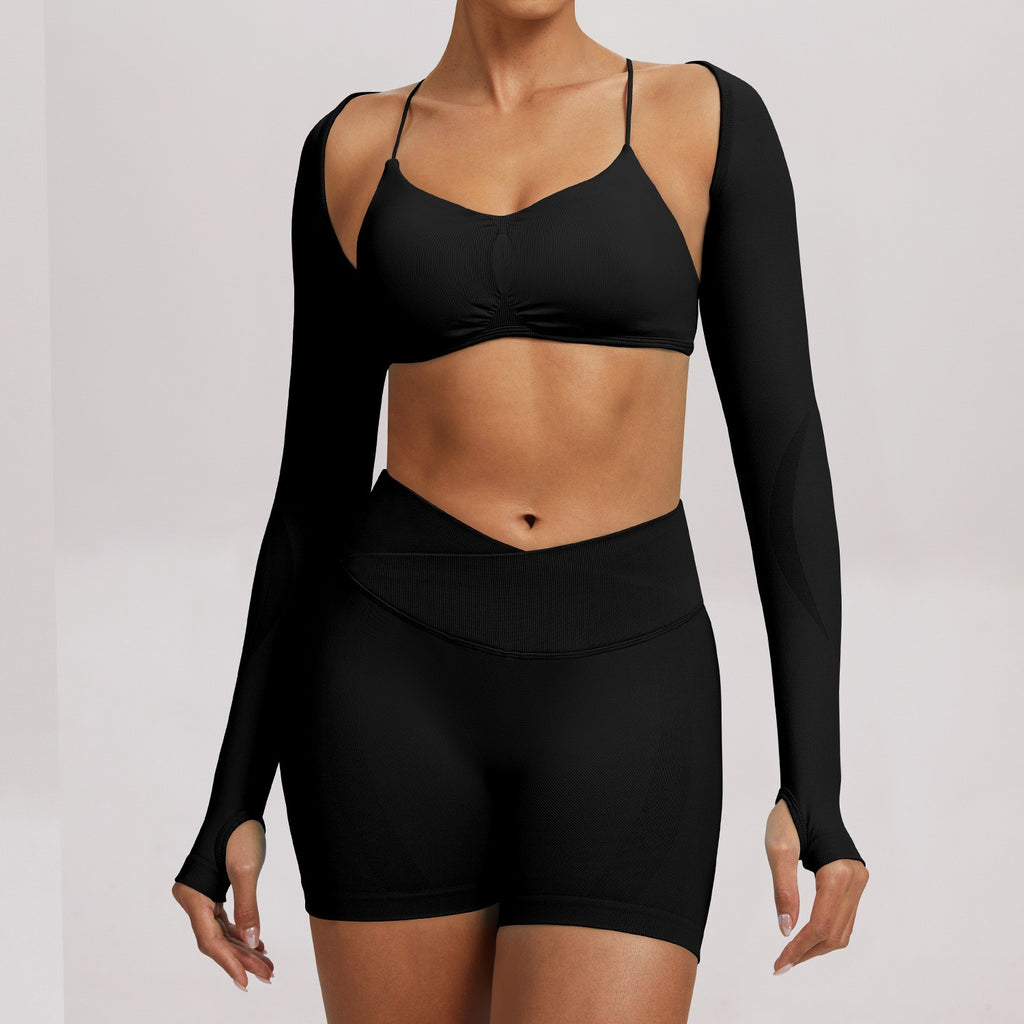Seamless Cropped Thumbhole Long Sleeve Yoga Shrug