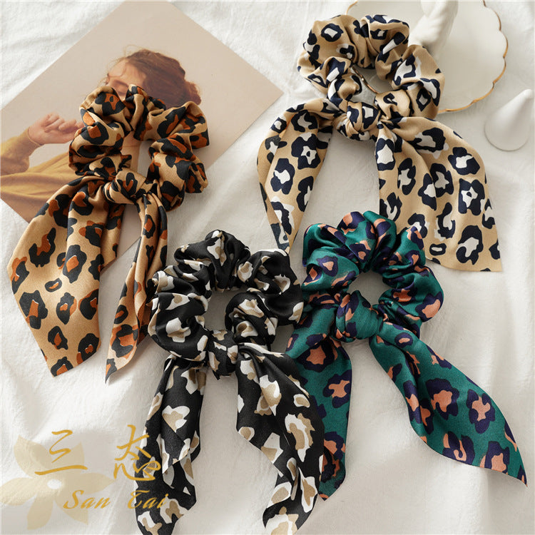 Leopard Print Bow Tail Scrunchie - view 1