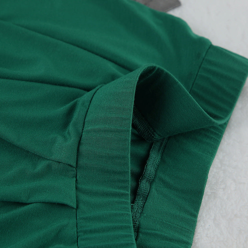 Wrap Front Crop Top and Shorts Pajama Set - Green - 4