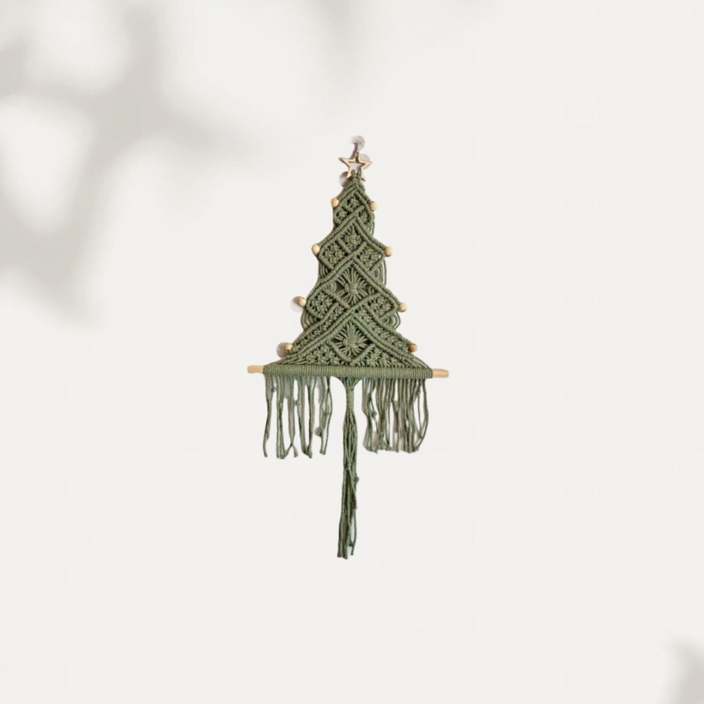 Macrame Christmas Tree Wall Hanging with Tassels - BeanGreen