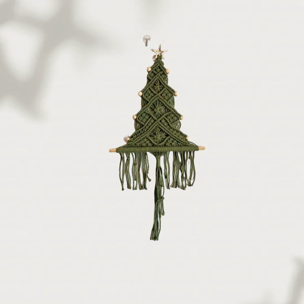 Macrame Christmas Tree Wall Hanging with Tassels - FruitGreen