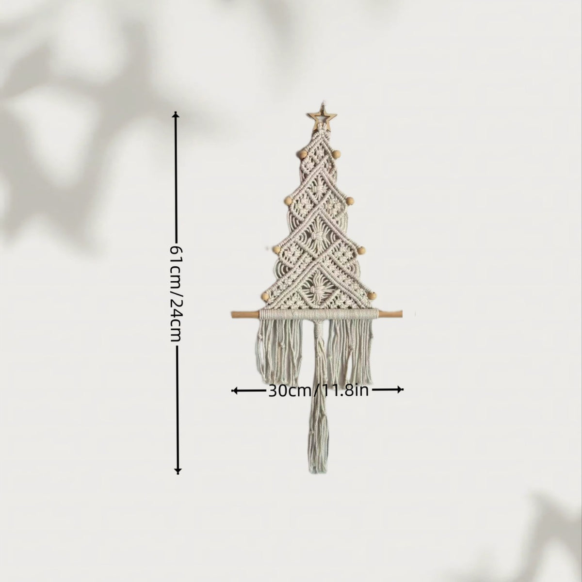 Macrame Christmas Tree Wall Hanging with Tassels - OffWhite