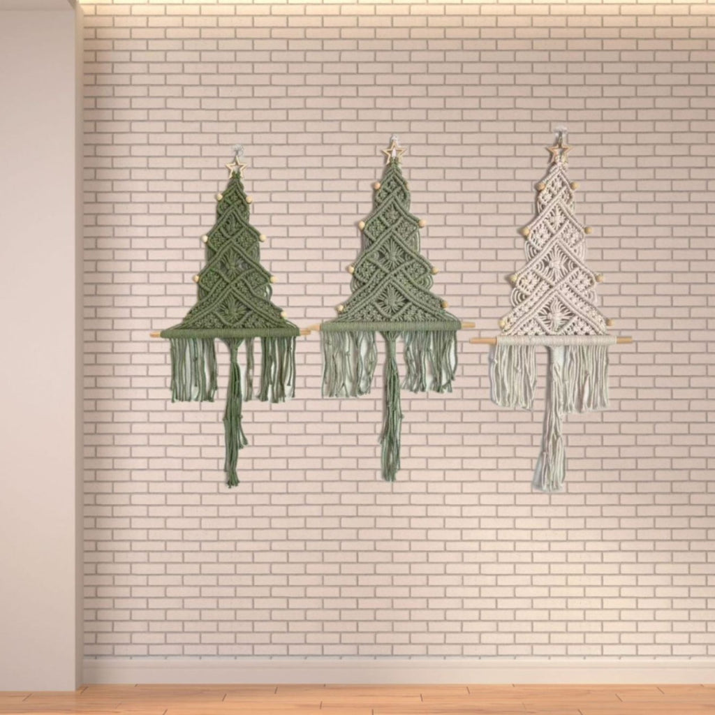 Macrame Christmas Tree Wall Hanging with Tassels