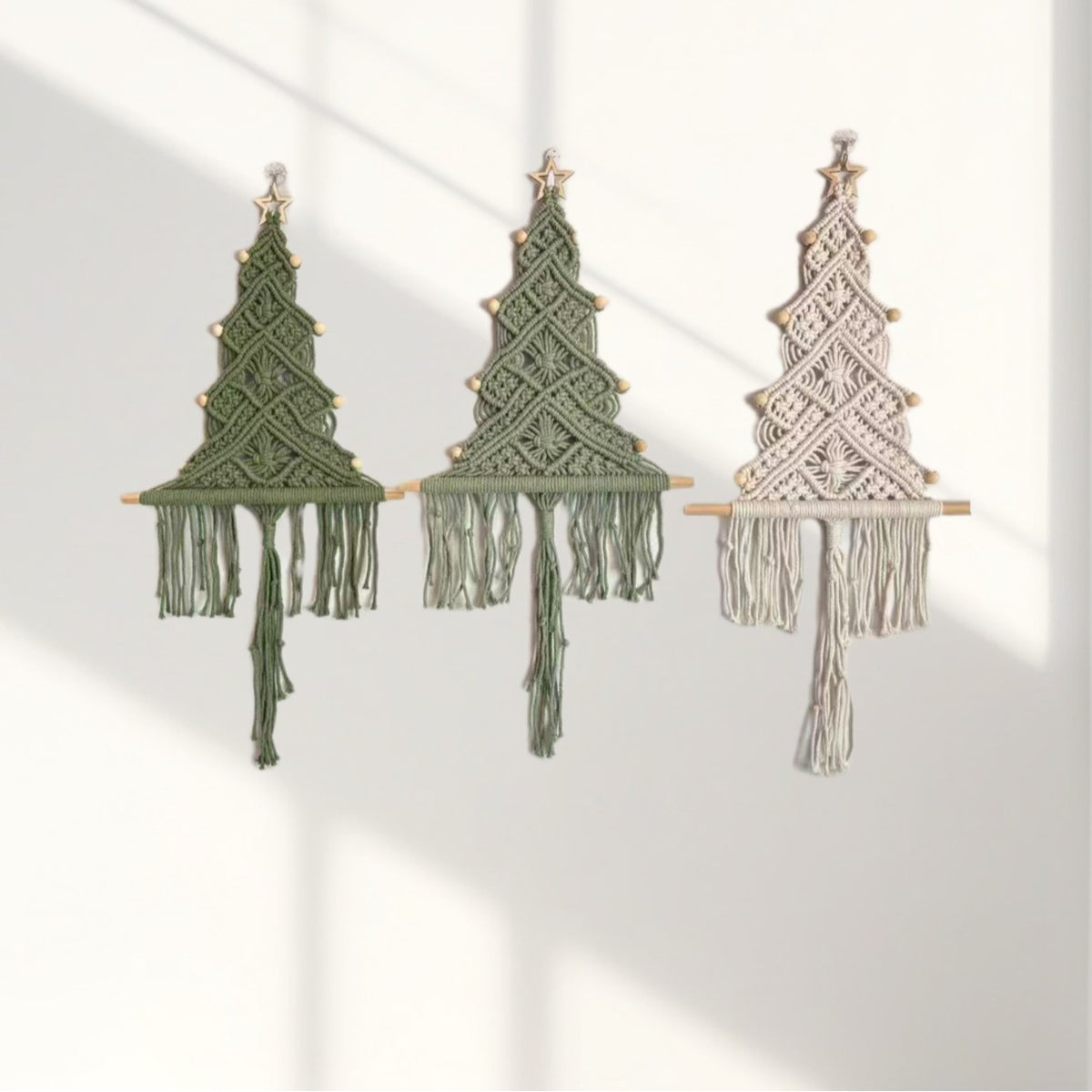 Macrame Christmas Tree Wall Hanging with Tassels - view 3