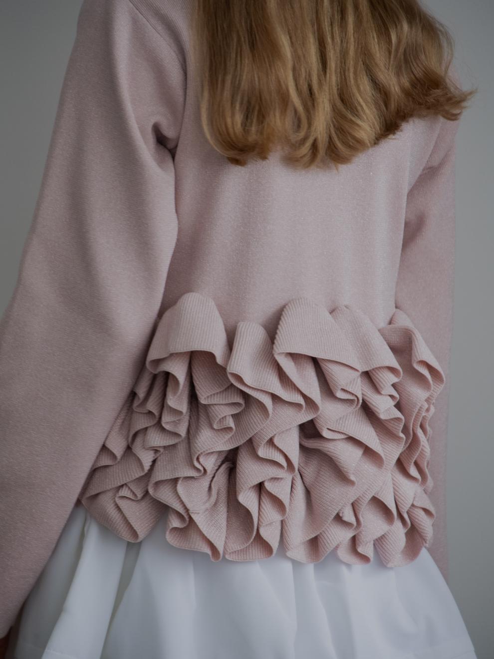 Petal Frill Hem Long Sleeve Knit Top