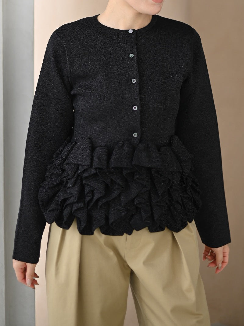 Petal Frill Hem Long Sleeve Knit Top - view 2