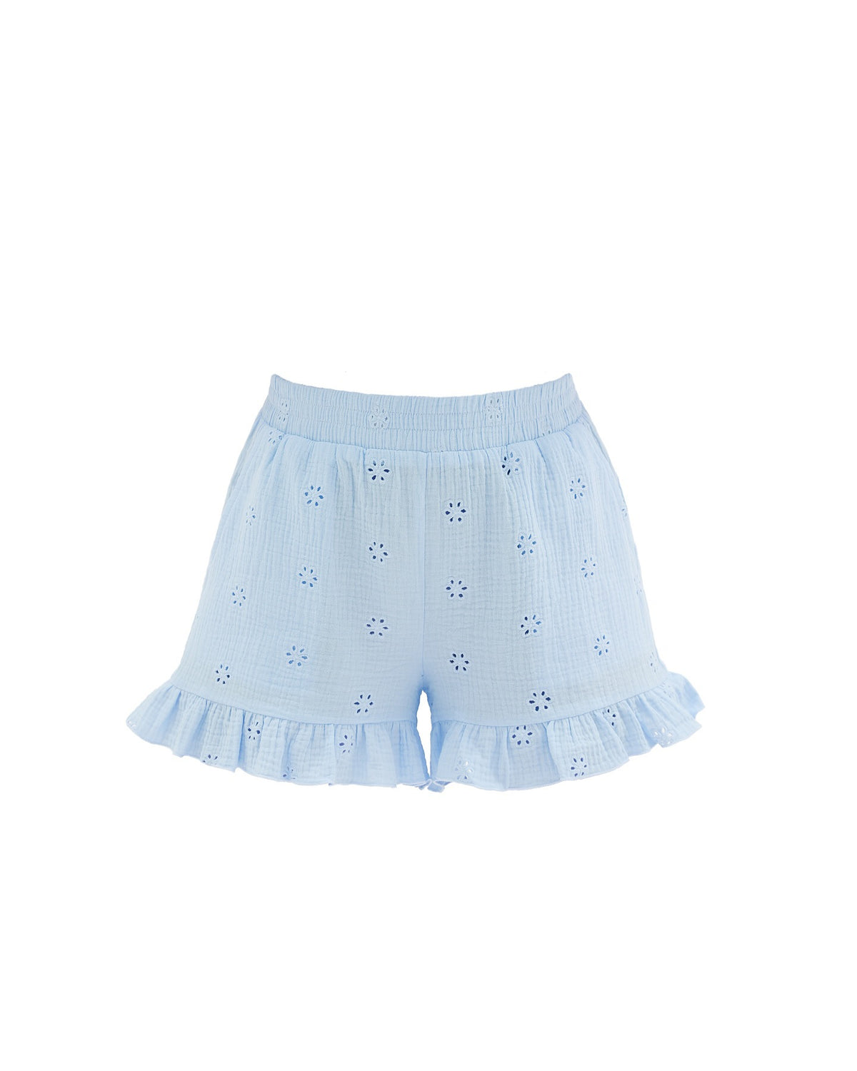 Eyelet Ruffle Shirt And Shorts Lounge Set - view 2