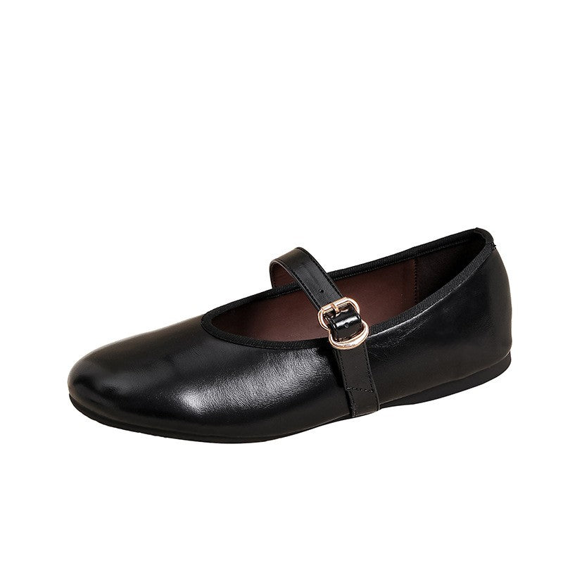 Round Toe Buckle Strap Mary Jane Flats