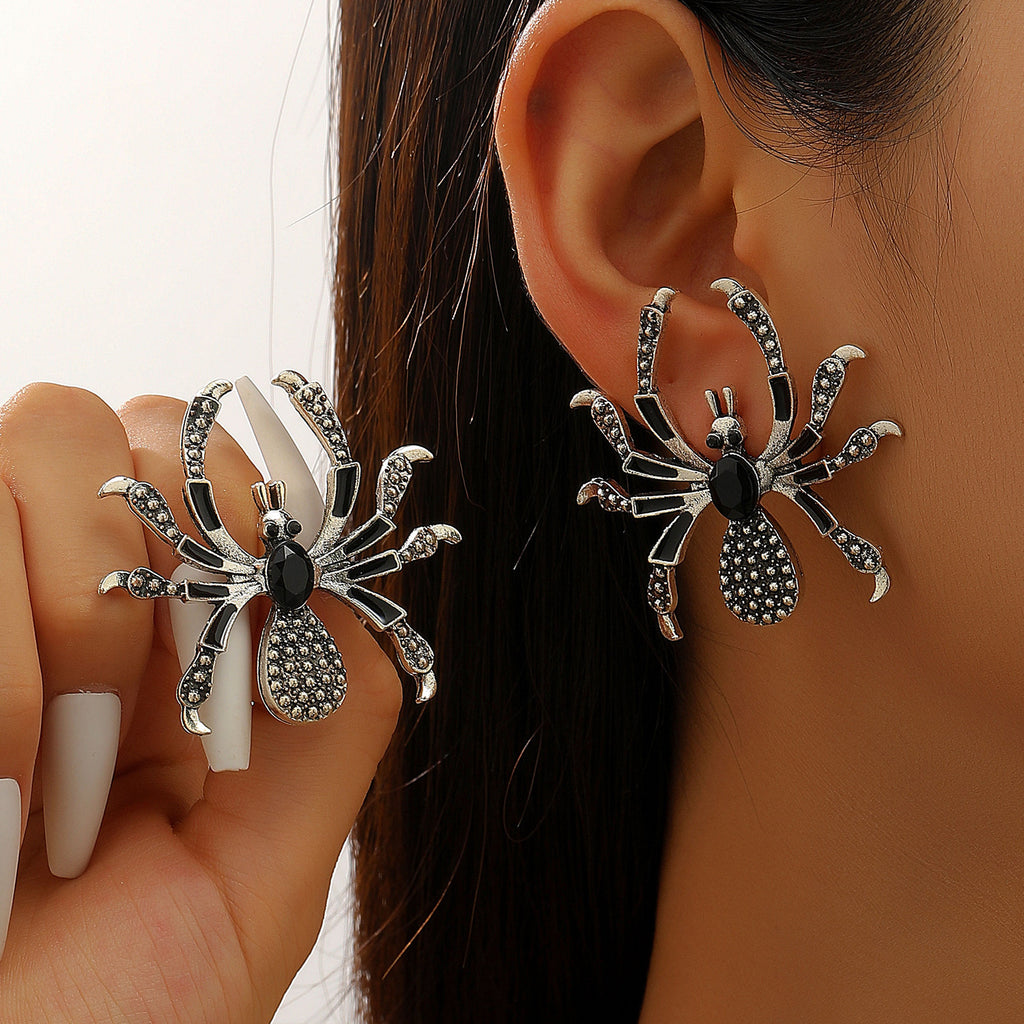 Sparkling Spider Statement Earrings for Halloween - Color_1