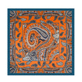 Vintage Paisley Satin Bandana Square Scarf - Orange