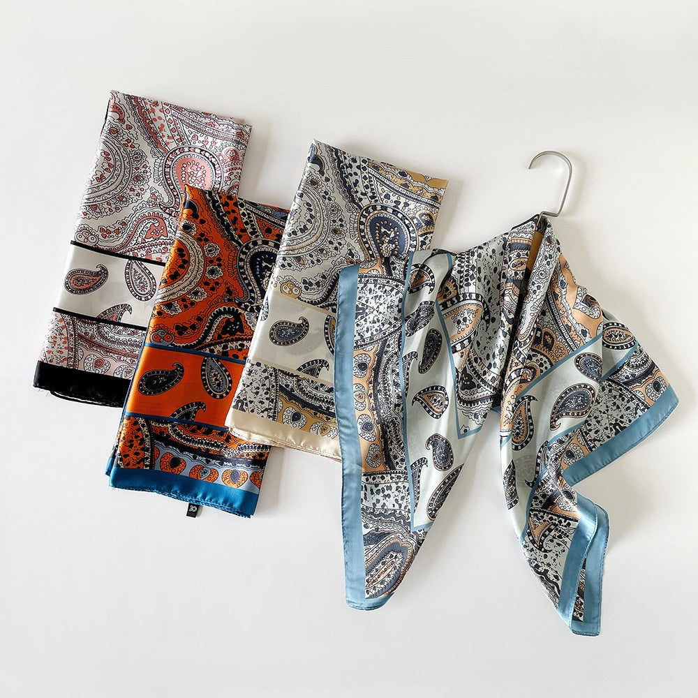 Vintage Paisley Satin Bandana Square Scarf - view 1