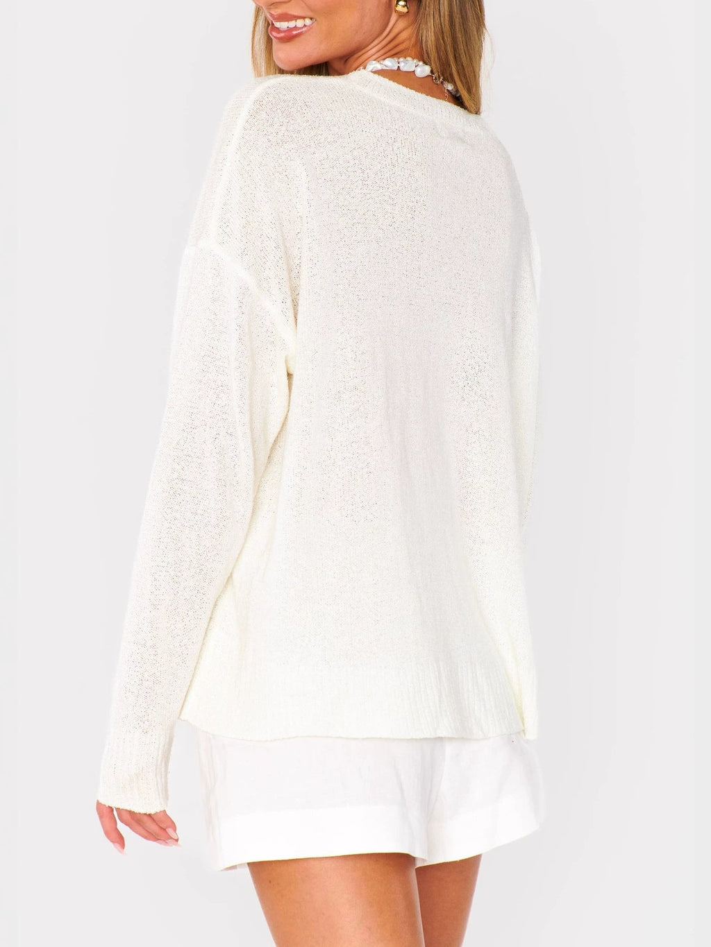 Cocktail Graphic Oversized Knit Sweater - OffWhite - 1