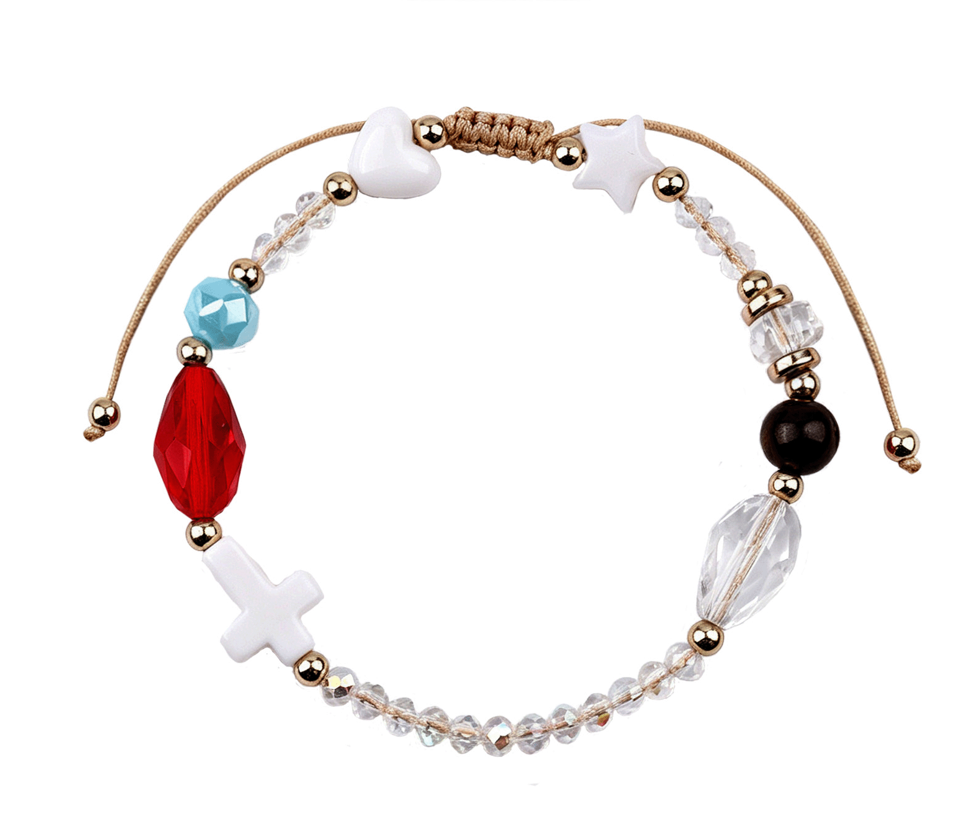 Adjustable Beaded Woven Cord Charm Bracelet - Color_02