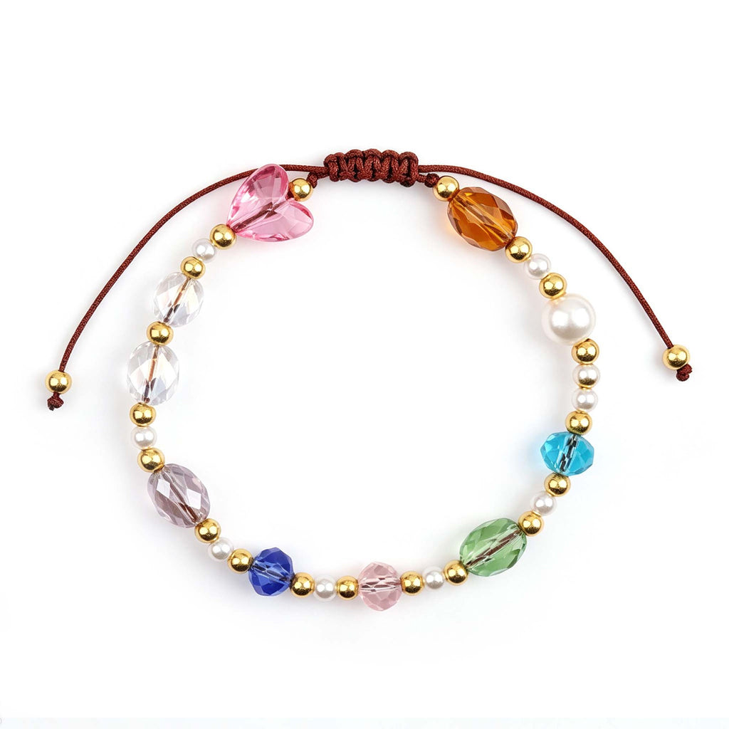 Adjustable Beaded Woven Cord Charm Bracelet - Color_06