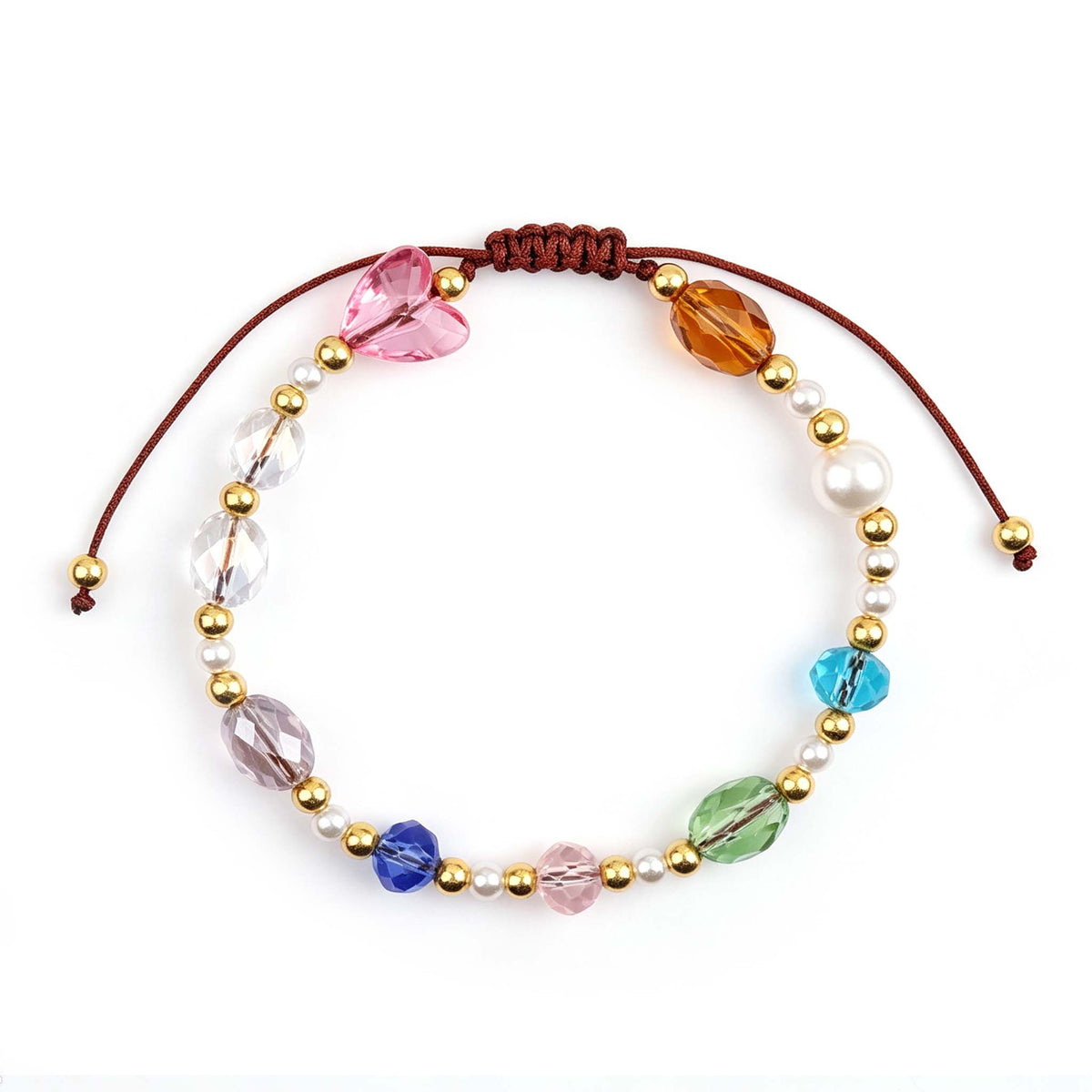 Adjustable Beaded Woven Cord Charm Bracelet - Color_06