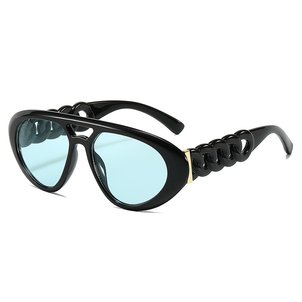 Double-Bridge Chunky Sunglasses - Black blue