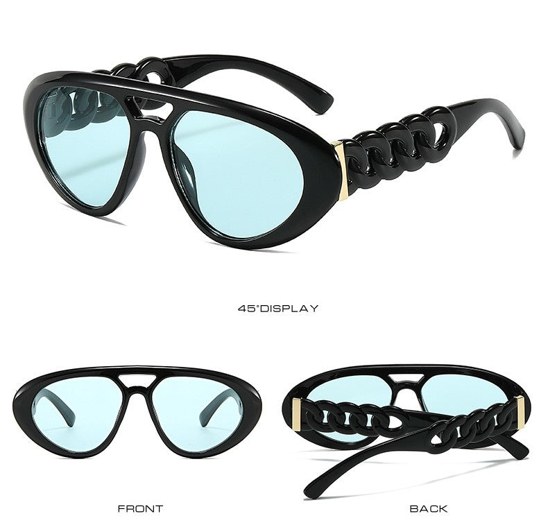 Double-Bridge Chunky Sunglasses - Black blue - 2