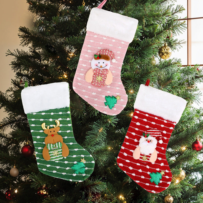 Knit Christmas Stocking with Plush Cuff and Appliqué - view 1