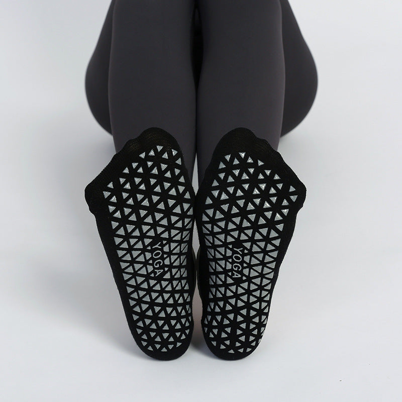 Criss Cross Strap Non Slip Pilates Socks - Black - 1