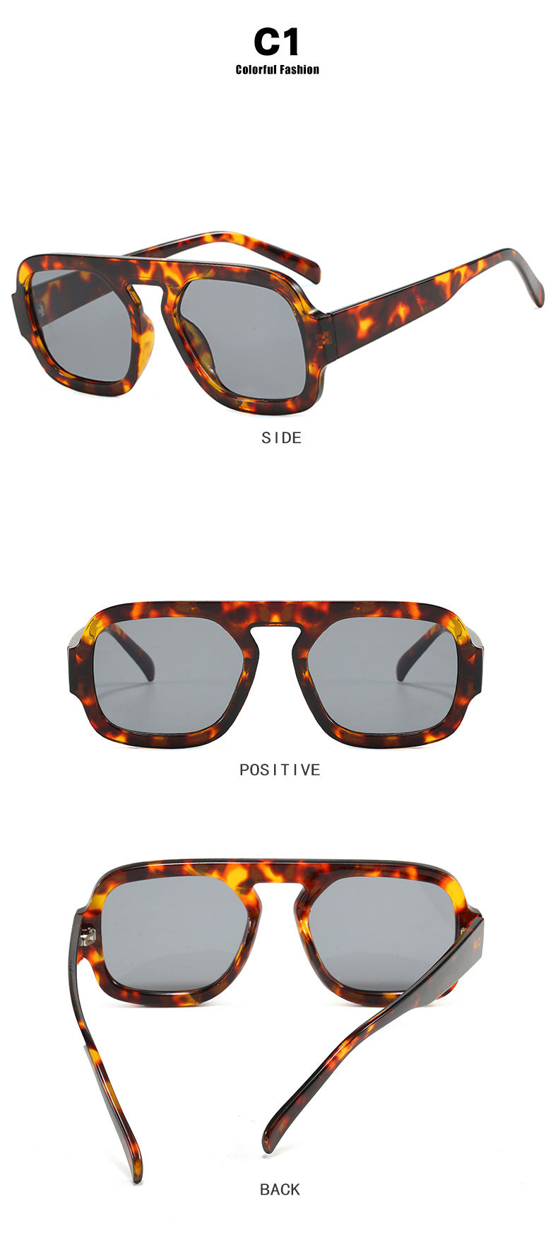 Flat Top Bar Rectangle Retro Sunglasses