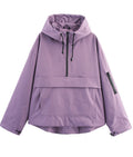 Half Zip Hooded Anorak Windbreaker Jacket - Purple