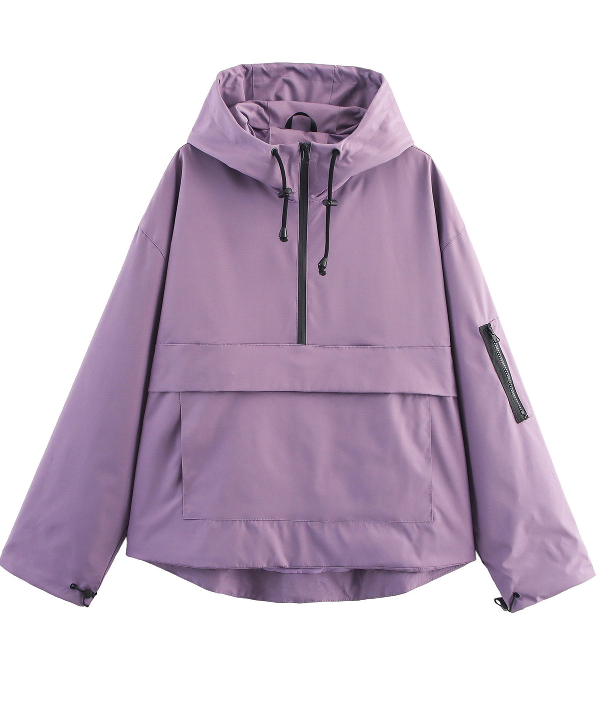 Half Zip Hooded Anorak Windbreaker Jacket - Purple