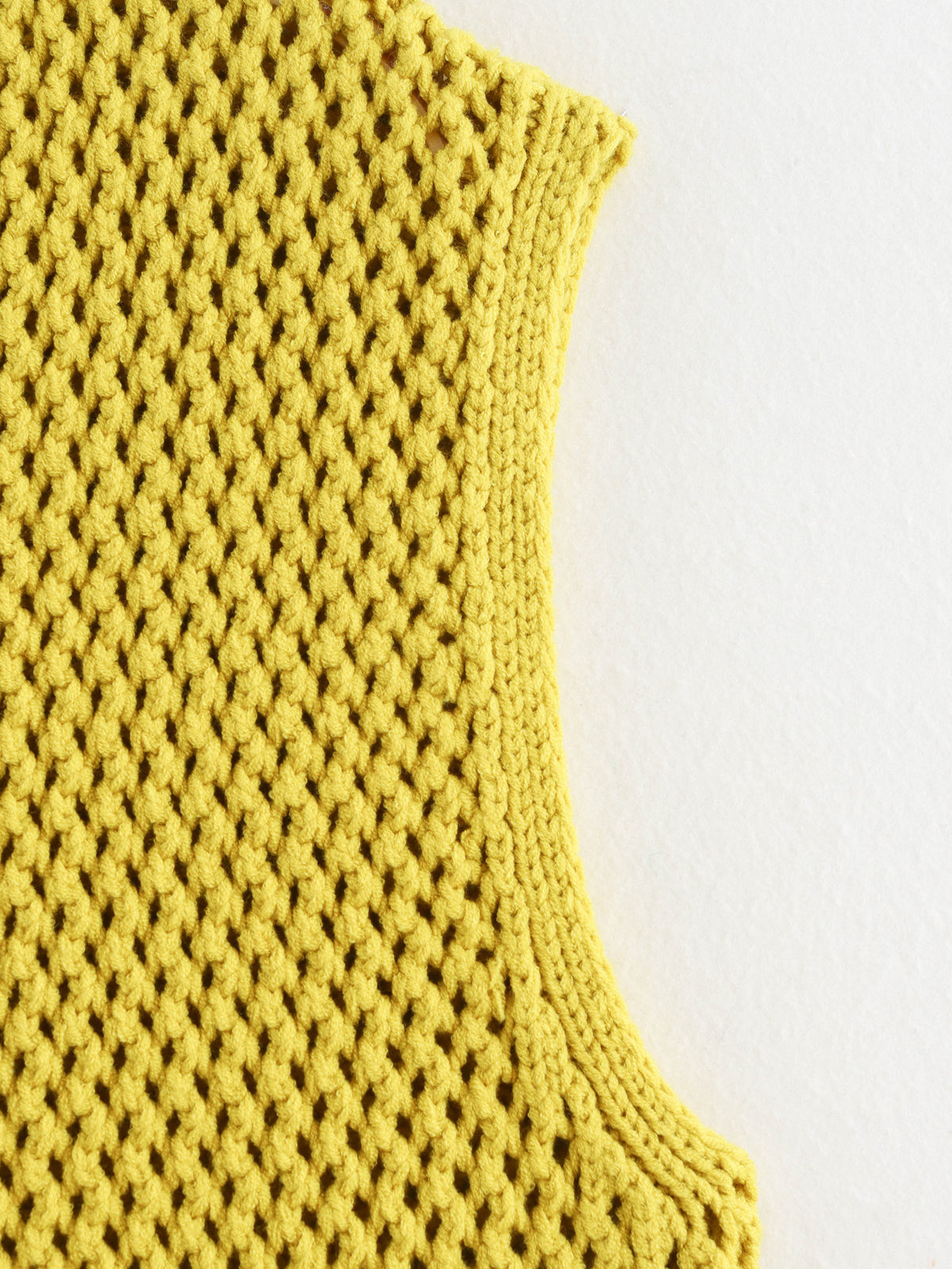 Chunky Open Knit Sleeveless Cardigan - G_Olive - 10