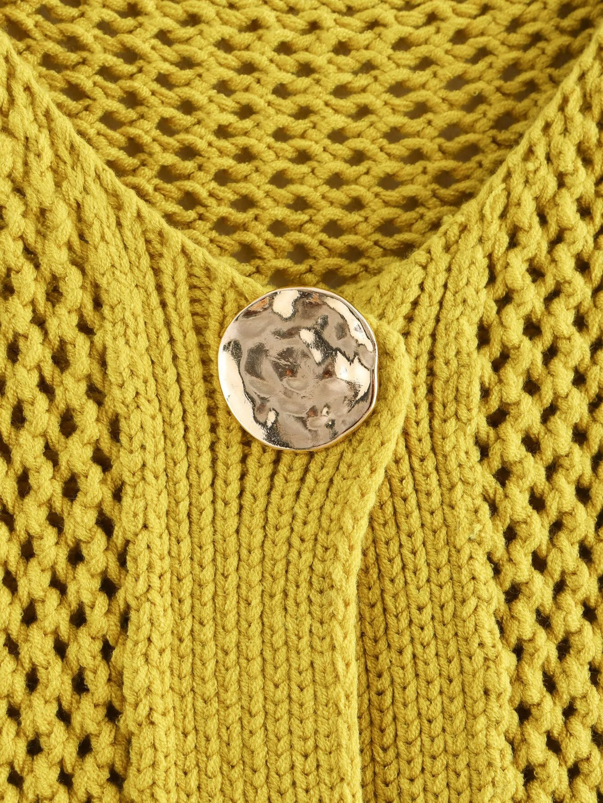 Chunky Open Knit Sleeveless Cardigan - G_Olive - 11