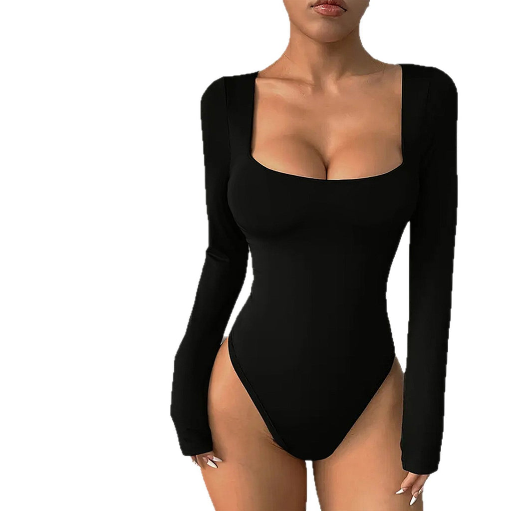 Square Neck Long Sleeve Sculpting Bodysuit