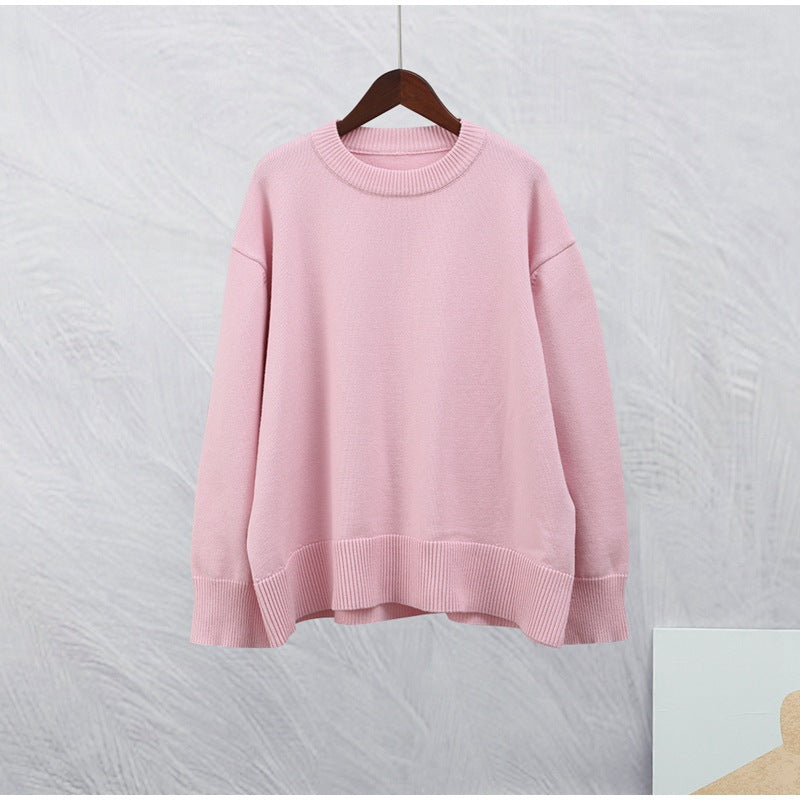 Mock Neck Oversized Pullover Sweater - Pink