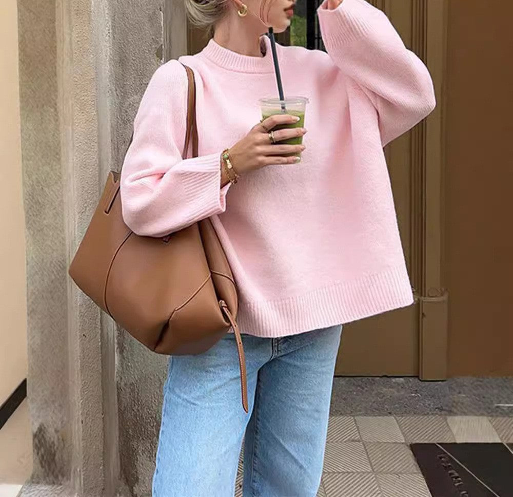 Mock Neck Oversized Pullover Sweater - view 2