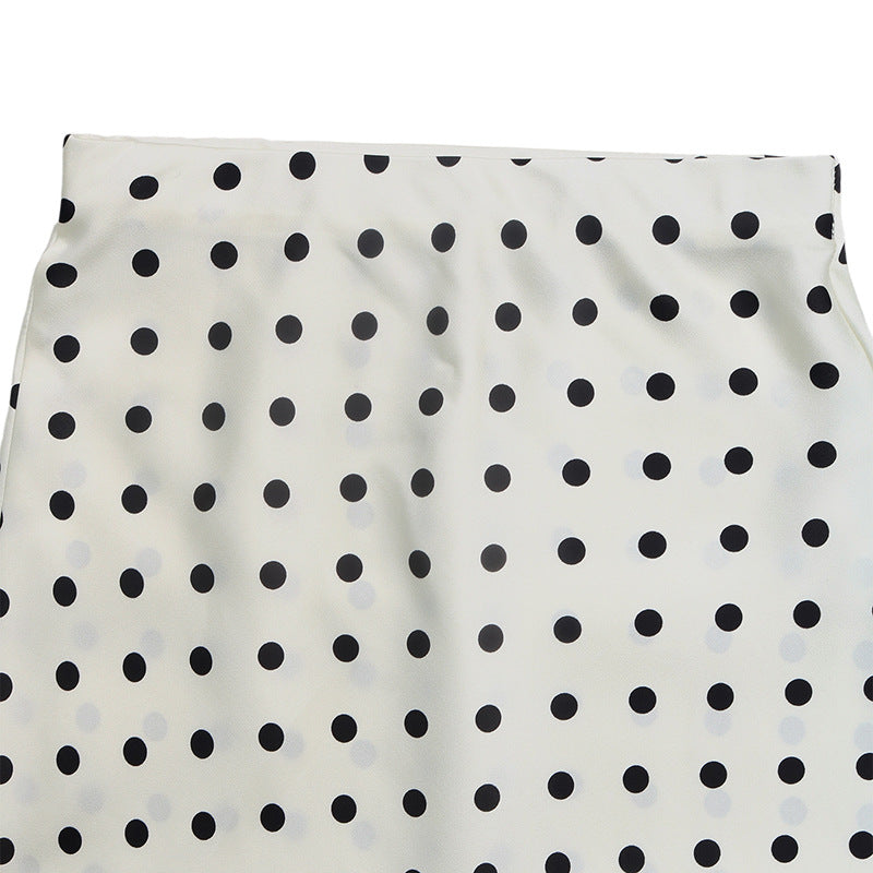 Retro Polka Dot Fishtail Maxi Skirt - Apricot - 7