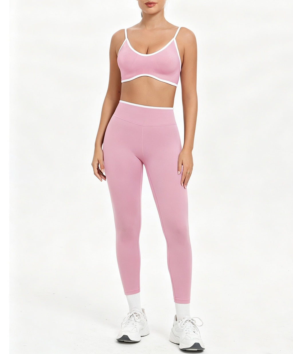 Contrast Trim Seamless Bra and Leggings Workout Set