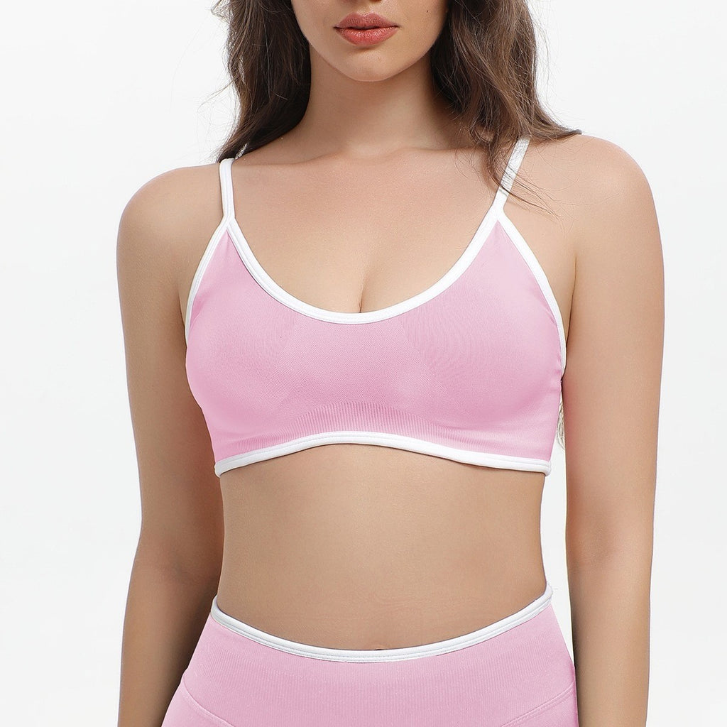Contrast Trim Seamless Bra and Leggings Workout Set