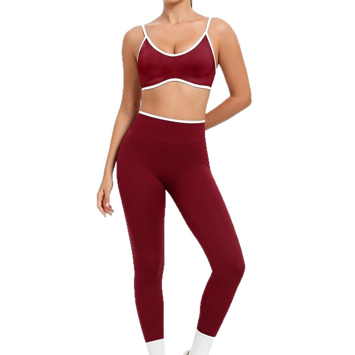Contrast Trim Seamless Bra and Leggings Workout Set
