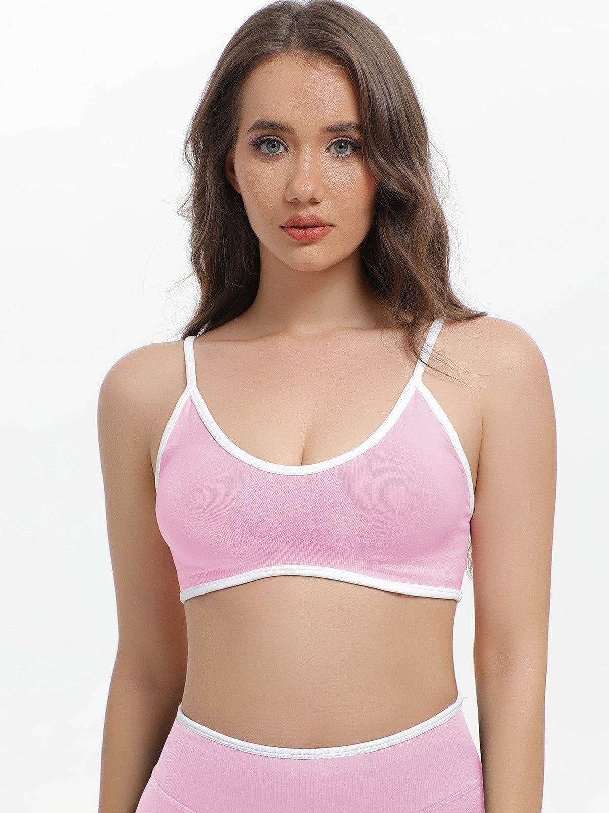 Contrast Trim Seamless Bra and Leggings Workout Set