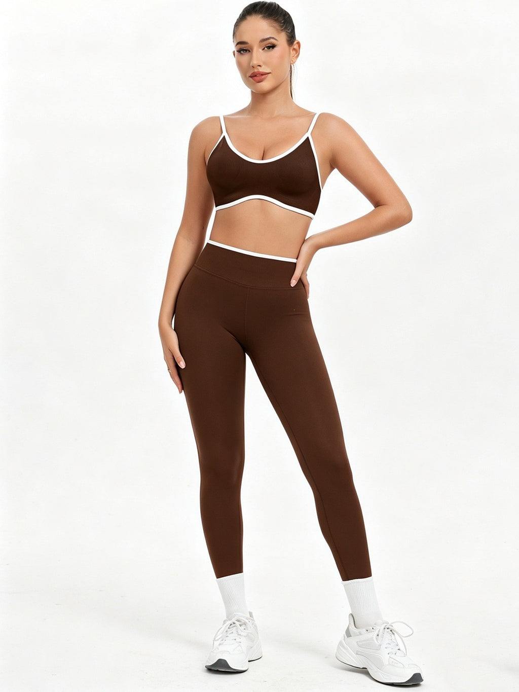 Contrast Trim Seamless Bra and Leggings Workout Set