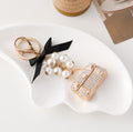 Crystal Mini Handbag Charm Keychain - Gold