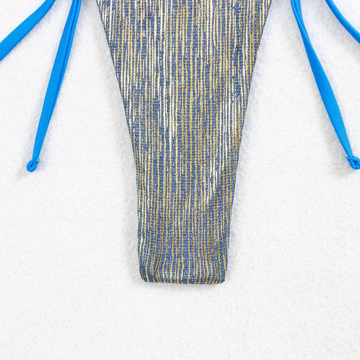 Shimmer Halter Tie Side String Bikini Set - Blue - 6
